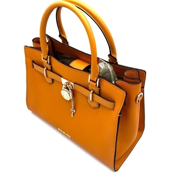 Michael Kors Medium Hamilton Leather Satchel Bag & Medium Bifold Wallet Cider - Picture 6 of 15